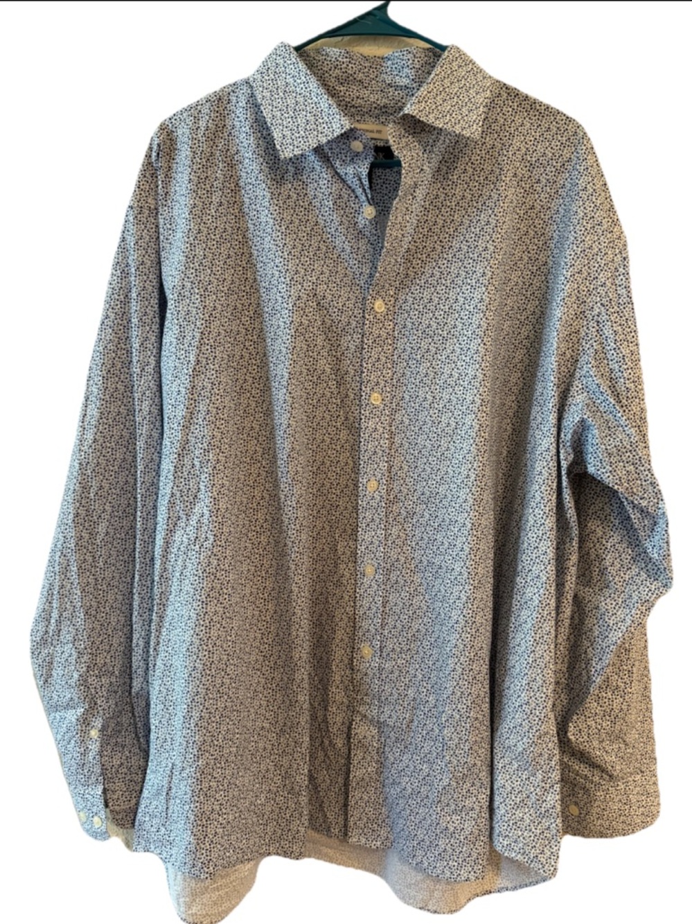 Jos. A. Bank White and Blue Micro-Pattern Button-Down Shirt
